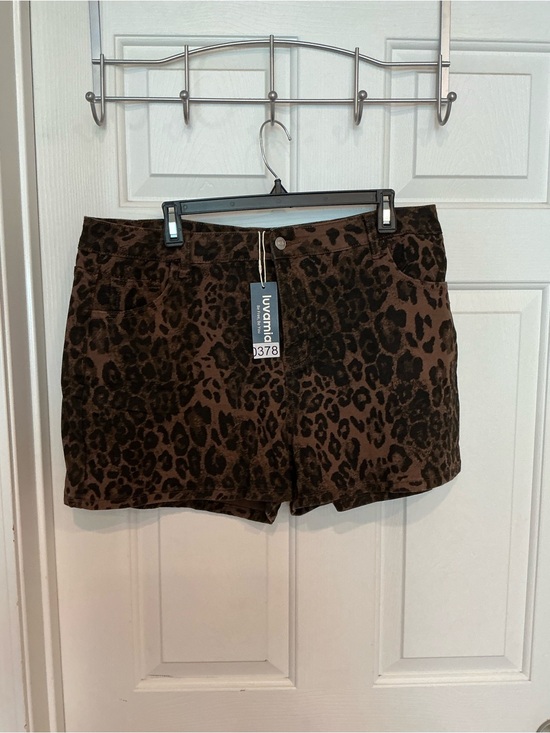 Luvamia Pants - Leopard Print Brown Jean Shorts - Luvami